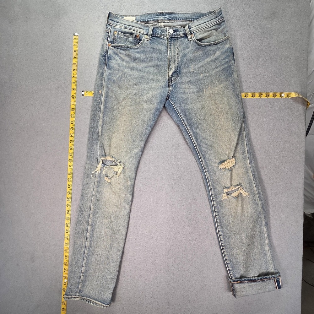 Levis Selvedge Jeans Mens Blue 511 Slim Tapered Thrashed‎ Honeycomb Fits 33x33